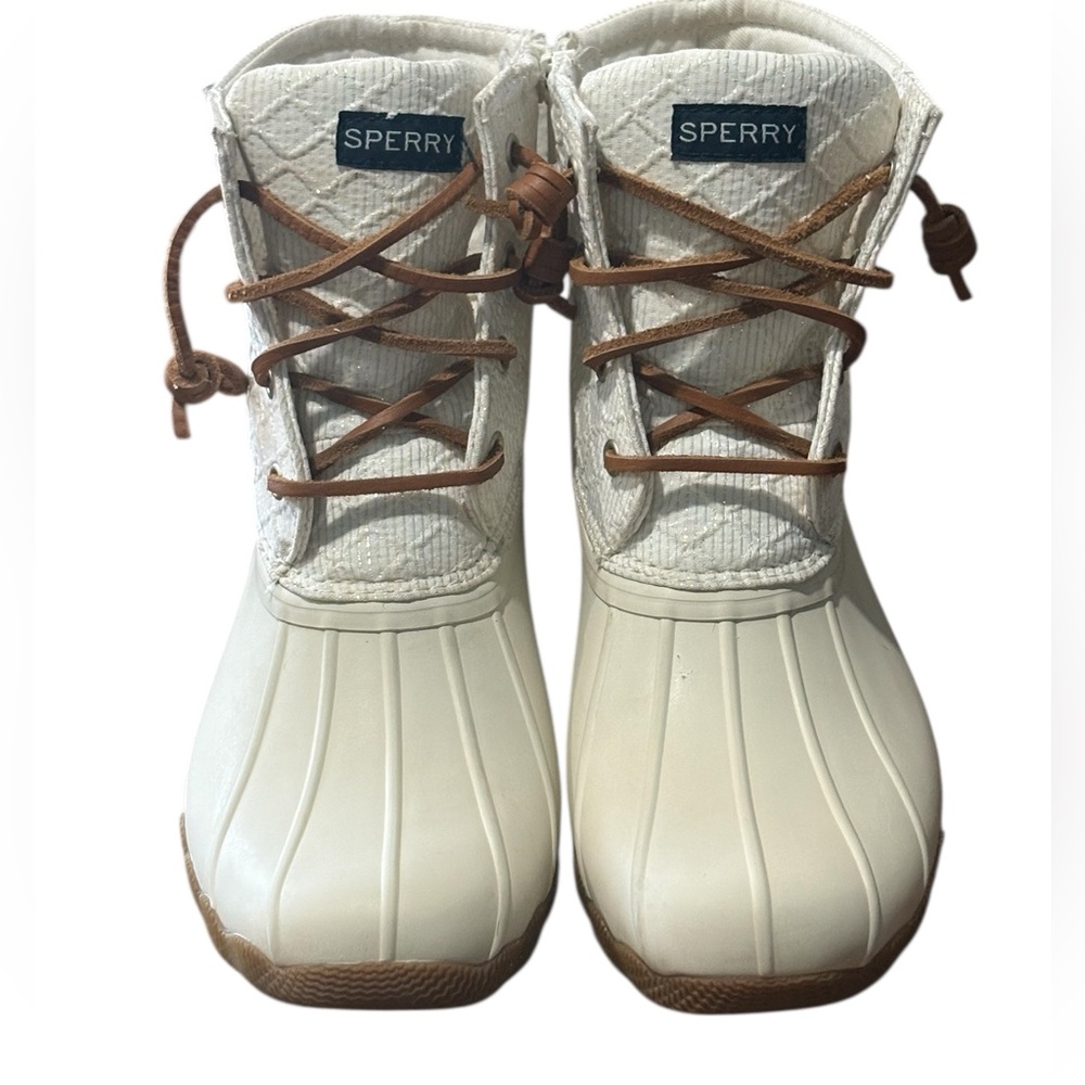 Sperry Syren Gulf Wool Quilt Duck Lace Up Waterproof Boots Size 4